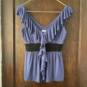 Liquid Purple/Blue Top with Ruffle